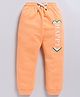 Kidcity Cotton Looper Happy Text Printed Joggers - Peach