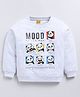 Kidcity Cotton Looper Full Sleeves Mood Of The Day Text Printed Sweatshirt - White Melange
