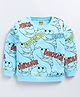 Kidcity Cotton Looper Full Sleeves Dinosaur Text Printed Sweatshirt -  Light Blue