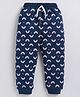 Kidcity Cotton Looper Hearts & Rainbows Printed Joggers - Airforce Blue
