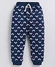 Kidcity Cotton Looper Hearts & Rainbows Printed Joggers - Airforce Blue