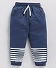 Kidcity Cotton Looper Striped Joggers - Steel Grey