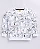 Kidcity Cotton Looper Full Sleeves Comic Art Printed Sweatshirt - White