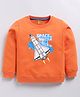 Kidcity Cotton Looper Full Sleeves Space Theme Printed Sweatshirt - Rust Orange