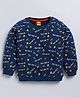 Kidcity Cotton Looper Full Sleeves Superhero Text Printed Sweatshirt - Airforce Blue