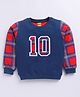 Kidcity Cotton Looper Full Sleeves Checked & 10 Numerical Printed Sweatshirt - Multi Colour