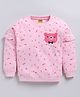 Kidcity Cotton Looper Full Sleeves Cat Patch Embroidered Sweatshirt - Pink