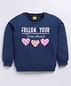 Kidcity Cotton Looper Full Sleeves Hearts Printed Sweatshirt - Navy Blue