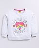 Kidcity Cotton Looper Full Sleeves Heart Printed Sweatshirt - White Milange