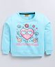 Kidcity Cotton Looper Full Sleeves Heart Printed Sweatshirt - Light Blue