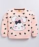 Kidcity Cotton Looper Full Sleeves Hearts Printed & Bow Applique Detailed Sweatshirt - Light Peach