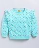 Kidcity Cotton Looper Full Sleeves Polka Dots Printed & Frill Detailed Sweatshirt - Light Blue