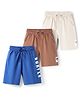 Primo Gino 100% Cotton Knit Knee Lenght Shorts with Beach Theme Print Pack of 3 - Blue Brown & White