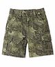 Babyhug Twill Woven Above Knee Length Bermuda With Stretch & Leaf Print - Olive Green