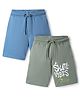 Primo Gino 100% Cotton Knit Knee Length Shorts With Skating Print Pack Of 2 - Blue & Green