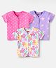 Babyhug 100% Cotton Knit Half Sleeves Antibacterial Front Open jhablas with Polka Dots & Fish Print Pack of 3 - Dark Pink Purple & White