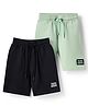 Primo Gino 100% Cotton Knit Knee Length Shorts With Text Patch Detailing Pack Of 2 - Black & Light Green
