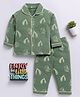 Clt.s Cotton Knitted Full Sleeves Animals Printed Coordinating Shirt & Pajama Set - Green