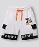 Primo Gino 100% Cotton Knit Knee Length Shorts With Cargo Pockets Text Print- White & Black