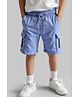Primo Gino 100% Cotton Knee Length Solid Color Cargo Short- Blue