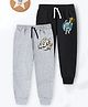Trampoline Cotton Blend Pack Of 2 Space Theme Printed Track Pants - Grey & Black