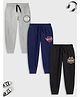 Trampoline Pack Of 3 Typography Printed Track Pants - Grey Blue & Black