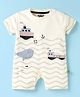 Mini Taurus Interlock Knit Half Sleeves Romper with Nautical Theme Print - Cream
