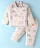 Mini Taurus Cotton Knit Full Sleeves Circus Theme Print Night Suit - Cream & Light Green