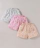 Simply Sinker Knit Knee Length Shorts With Vehicle & Robot Print Pack Of 3 - Pink Mint & Peach