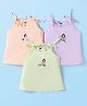 Simply Sinker Knit Singlet Sleeves Slips With Girl Print Pack of 3 - Peach Lime Green & Lilac