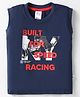 Simply Sinker Knit Sleeveless Tank T-Shirt with Built For Speed Text Print - Navy Blue