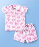 Doodle Poodle 100% Cotton Knit Half Sleeves Shorts Co-Ord Night Suit With Polka Dot & Bow Tie Print - White