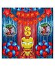 Bubble Trouble No 8 Gold Balloons with Iron Man Theme Birthday Decoration Items or Kit Red Paper Banner(Cardstock) Set of 13 Letters with 30 HD Royal Blue & Red Metallic Balloons celebration