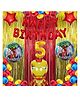 Bubble Trouble 5 Gold Balloons with Iron Man Theme Birthday Decoration Items or Kit Red Foil BannerSet of 13 Letters with 30 HD Royal Blue   Gold & Red Metallic Balloons celebration Decoration