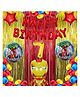 Bubble Trouble 7 Gold Balloons with Iron Man Theme Birthday Decoration Items or Kit Red Foil BannerSet of 13 Letters with 30 HD Royal Blue   Gold & Red Metallic Balloons celebration Decoration