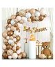 Bubble Trouble Baby Shower Decoration Items   44Pcs Baby Shower Decorations | Mom To Be Decoration Items Set | Baby Shower Banner (Cardstock) | With Pastel Balloons  White Net Curtains & Led Light