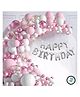 Bubble Trouble Pink Whit Birthday Decoration | Happy Birthday Decoration for Girls | Birthday Decoration Kit | White | P Ink | Silver Confetti with Balloon Pump - Pack of 78