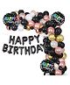 Bubble Trouble Happy Birthday Letters Round Foil Mix of Metallic Chrome & Confetti Balloons Arch Decoration Kit of 125 Pcs