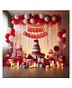 Bubble Trouble 37 Pc Birthday Decoration Items:Red Banner Metallic Balloons Party Backdrop Decoration Net Curtain with LED Light | birthday party decoration pack items for Boys Husband (Red White)