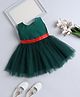 The Magic Wand Sleeveless Solid Lace Detailed Flared Dress - Green