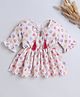 The Magic Wand Cotton Three Fourth Bell Sleeves Abstract Printed Top - Off White
