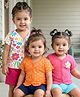 Babyhug Interlock Knit Half Sleeves Antibacterial Front Open Vests With Polka Dots & Floral Print Pack Of 3 - Orange Pink & White