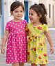 Babyhug Single Jersey Knit Half Sleeves Anti Bacterial Frocks with Heart & Bunny Print  Pack of 2 - Dark Pink & Yellow