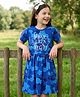 Pine Kids Cotton Knit Half Sleeves Frock with Shine Like a Star Text Print - Blue