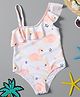 The Mom Store Sleeveless Flamingo Printed Swimsuit - White
