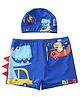 The Mom Store Dinosaur Printed Swim Shorts & Cap Set - Blue