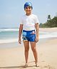 The Mom Store Dinosaur Printed Swim Shorts & Cap Set - Blue