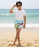 The Mom Store Shark Printed Swim Shorts & Cap Set - Light Blue