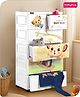 Babyhug 5 Layers High Density Plastic Storage Cabinet Baby Lion Print With Wheels - White