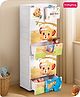 Babyhug 7 Layers High Density Plastic Storage Cabinet Baby Lion Print With Wheels - White